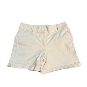 LOFT Cream Khaki Chino Shorts Womens Size 6 Flat Front